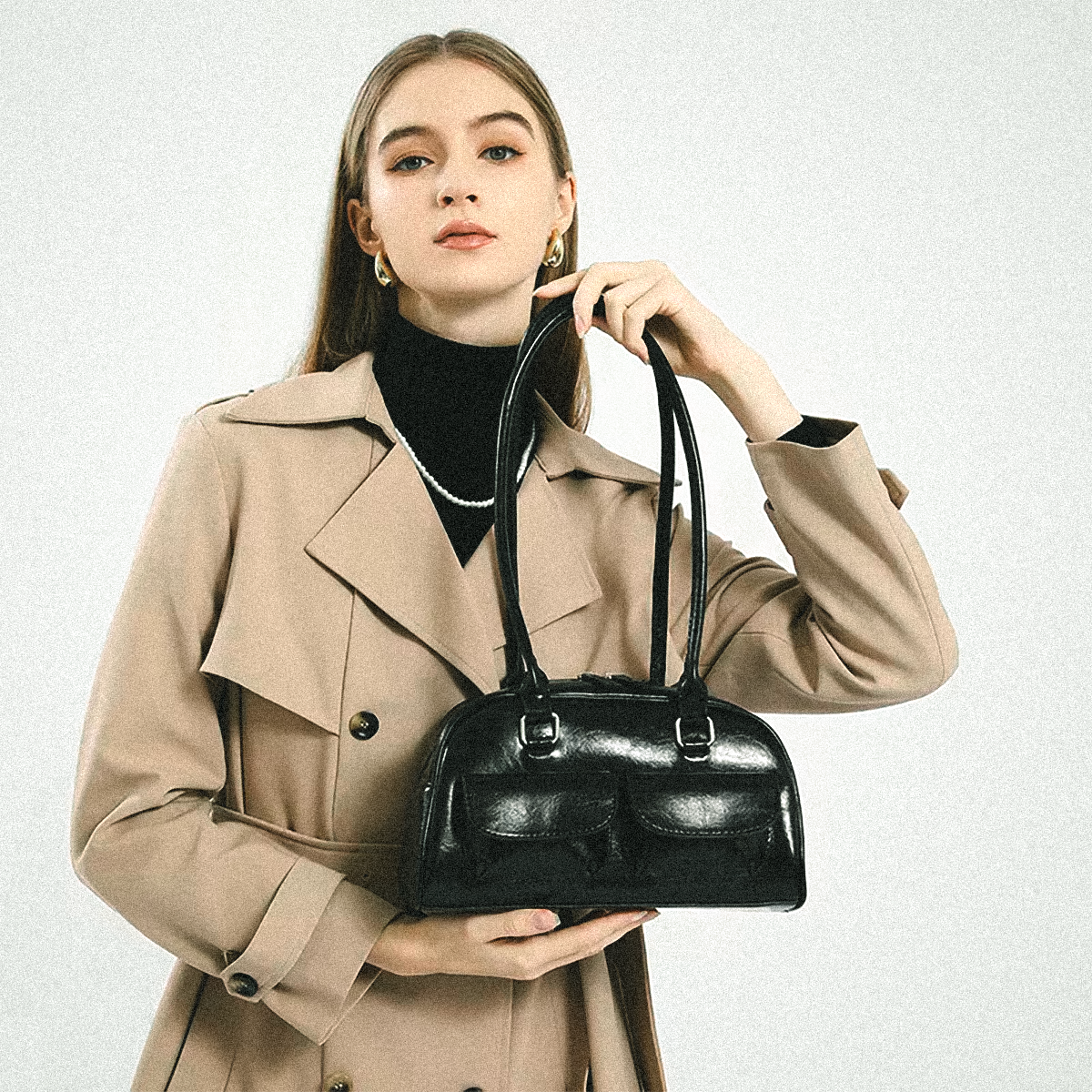 Chic PU Leather Bowling Handbag for Women | Vivezzo