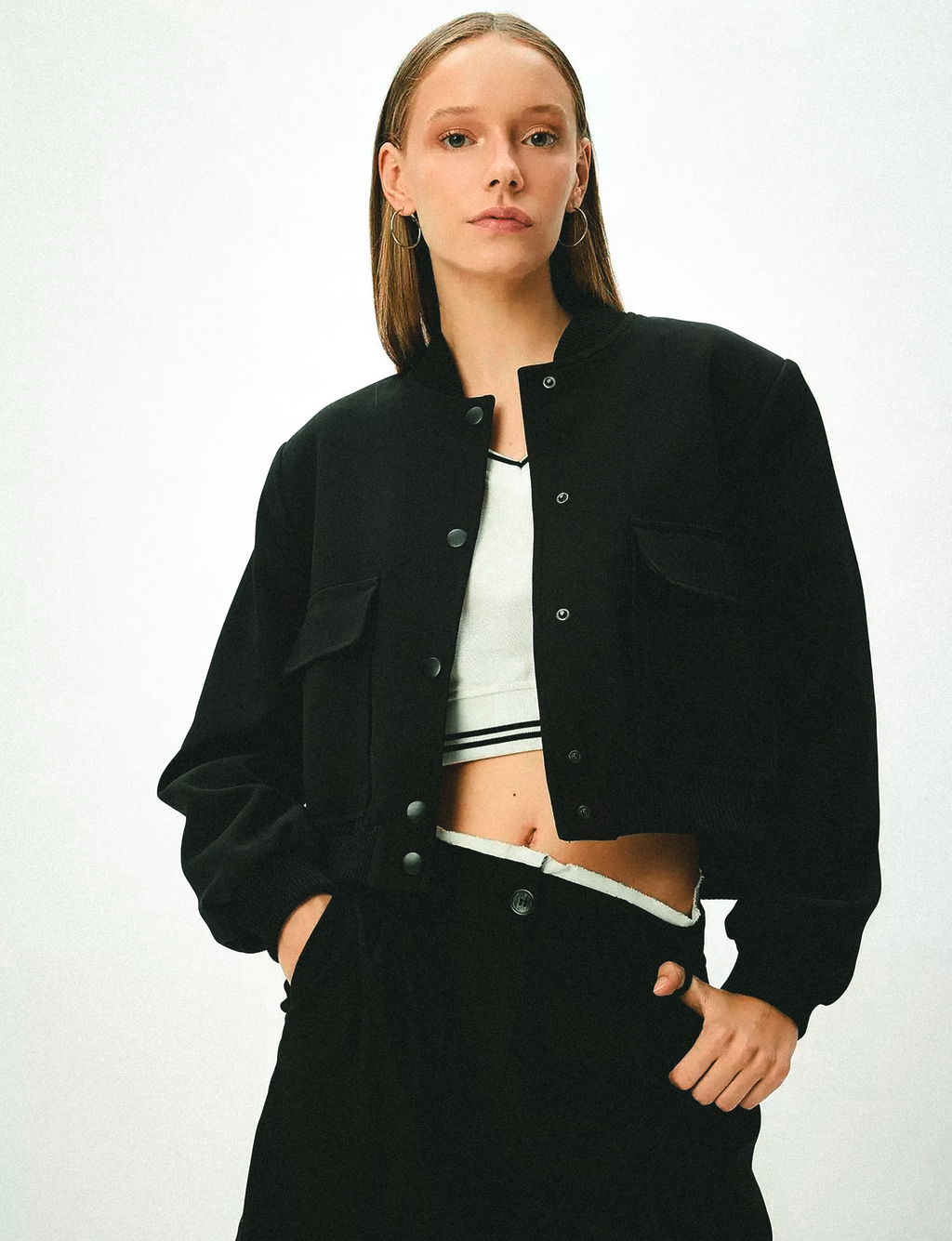 Chic Women's Bomber Jacket with Pockets | Vivezzo